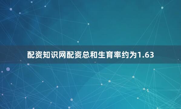 配资知识网配资总和生育率约为1.63